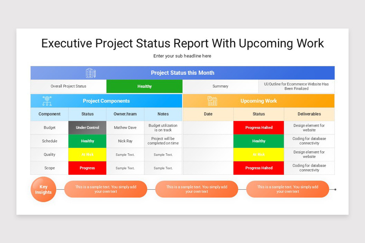 Executive Project Status Report Google Slides Template | Nulivo Market