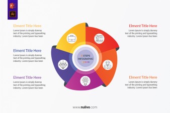 Folded Circle Diagrams with 5 Steps for Presentation