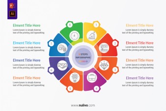 Infographic vector circle template with 8 steps, parts, options