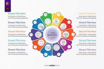 Circle element for infographic with 10 options, parts or steps