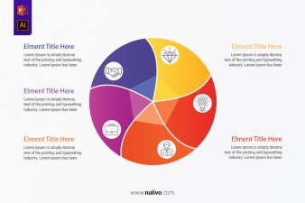 5-Step Twisted Cycle Vector flat infographic design template