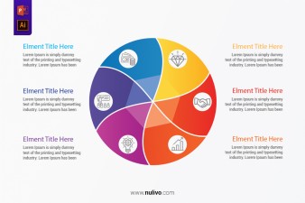 Circular Twisted design template with 6 Steps For PowerPoint