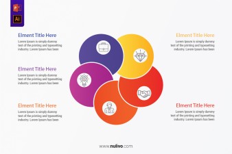 Business Circle Infographics with 5 options, parts, segments