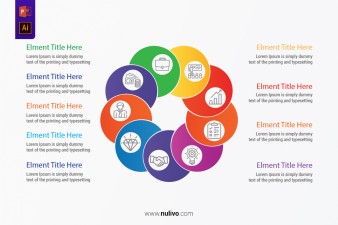 Clean Minimalistic Business 9 Parts Process chart infographic