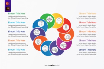Circle chart template with 10 options, parts, segments