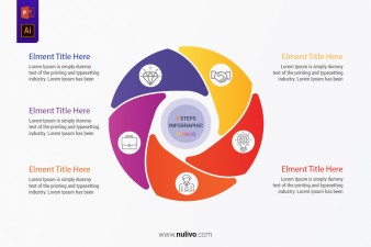 Template of Circular Infographic With 5 Colored Steps