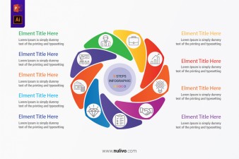 Circular infographics Business diagram with 9 options for PowerPoint