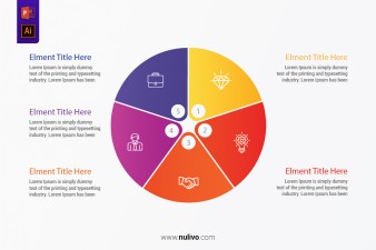 Flat style pie chart circle infographic template with 5 options