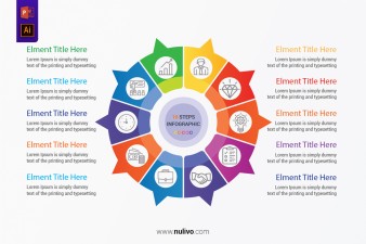 Circular Labels Ten Steps PowerPoint Diagram