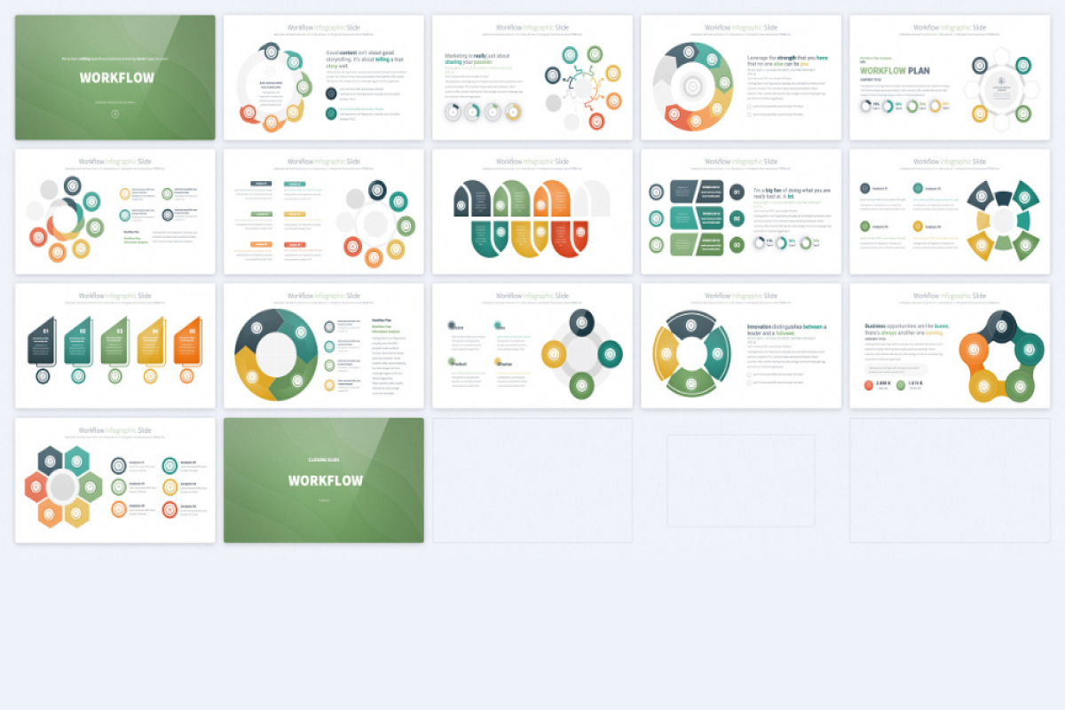 Workflow Keynote Infographics - Streamlined Slides for Business Strategy and Innovation