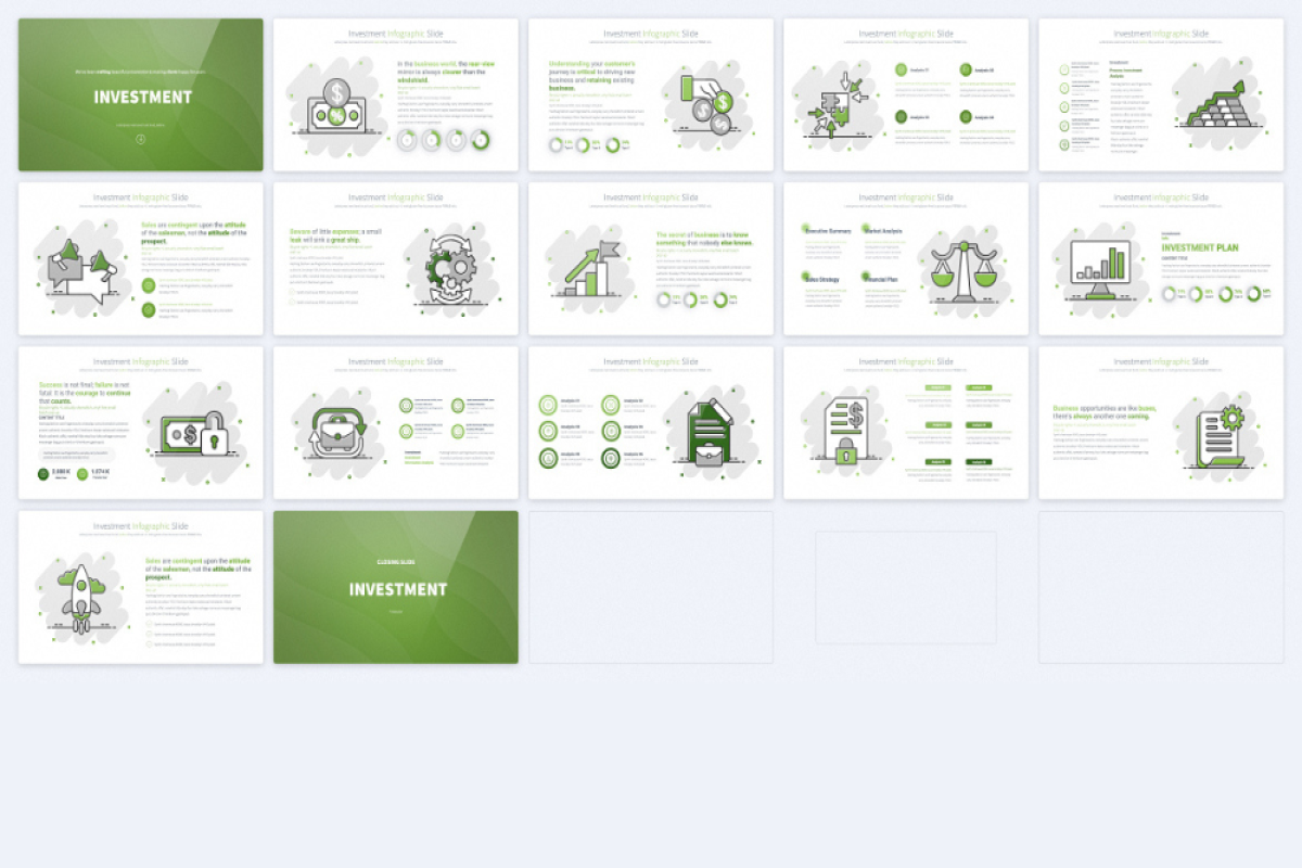 Investment Strategy PowerPoint Infographics - Essential Slides for Financial Presentations