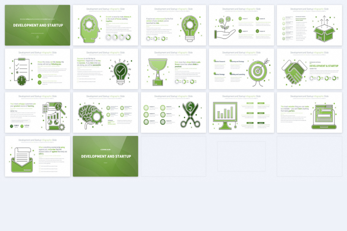 Development and Startup Keynote Infographics Slides