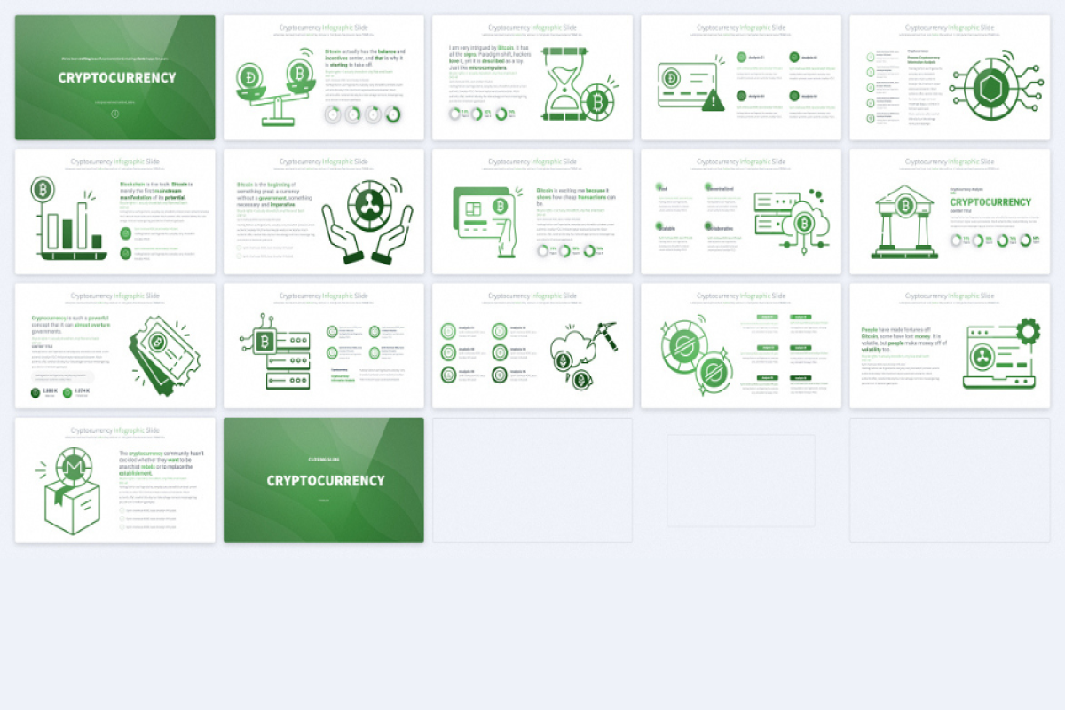 Comprehensive Cryptocurrency PowerPoint Template | Unique Infographics | Color Themes | Editable & Animated | Full HD