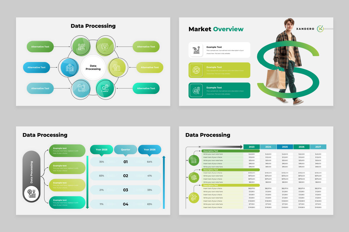 Data Powerpoint Productions Data Processing PowerPoint Presentation Template | Nulivo Market