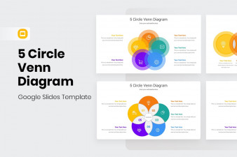 5 Circle Venn Diagram Google Slides Template