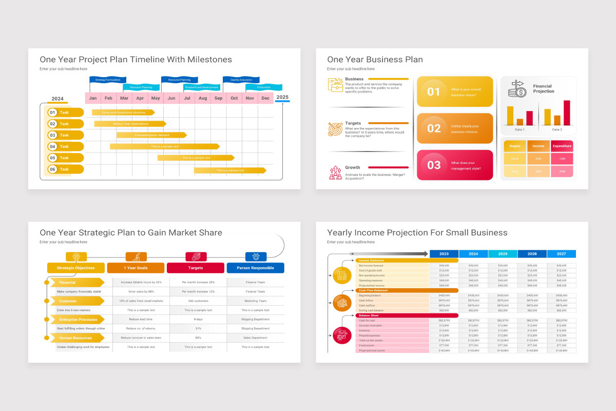 One Year Business Plan PowerPoint Presentation Template Nulivo Market