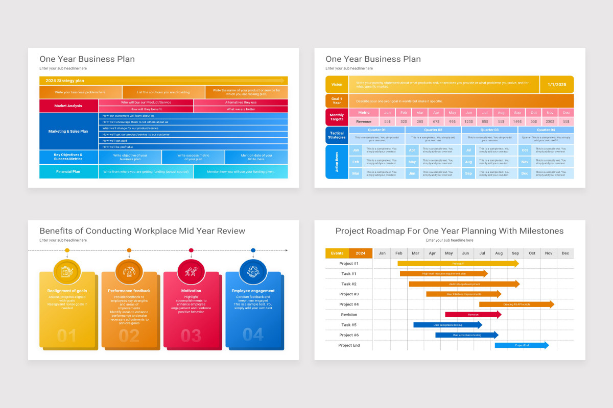 One Year Business Plan Keynote Presentation Template Nulivo Market