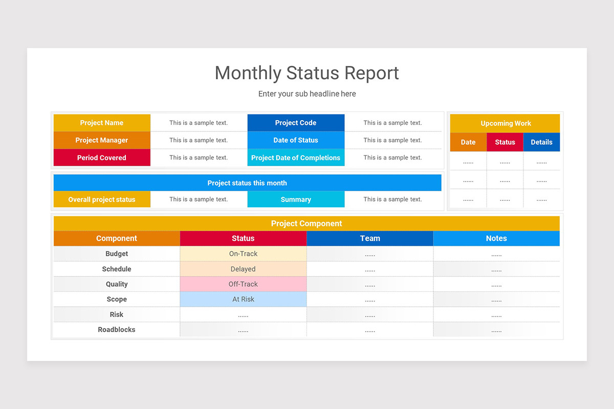 Example Monthly Update Powerpoint Slide Executive Status Update Presentation Template Free PowerPoint Project